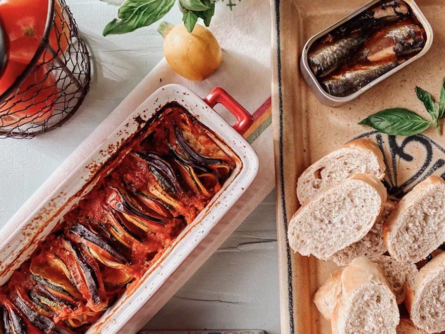 Ratatouille Bruschetta with Santo Amaro Sardines in Olive Oil and Red Piri Piri Pepper